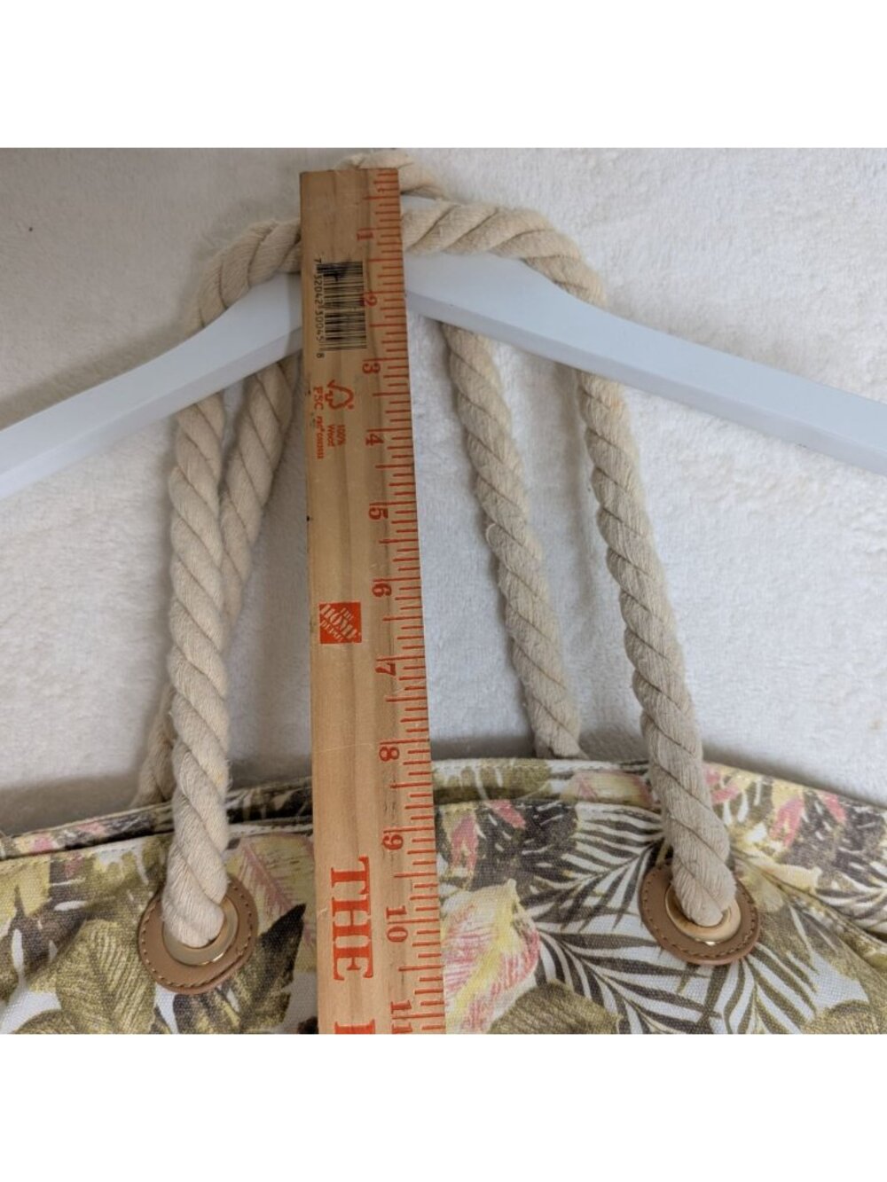 Margaritaville Tropical Print Canvas Tote Bag With Rope Handles & Faux Leather B - Picture 9 of 11